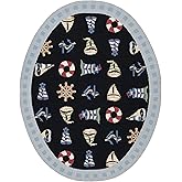 SAFAVIEH Chelsea Collection Area Rug - 7'6" x 9'6" Oval, Black, Hand-Hooked French Country Wool, Ideal for High Traffic Areas