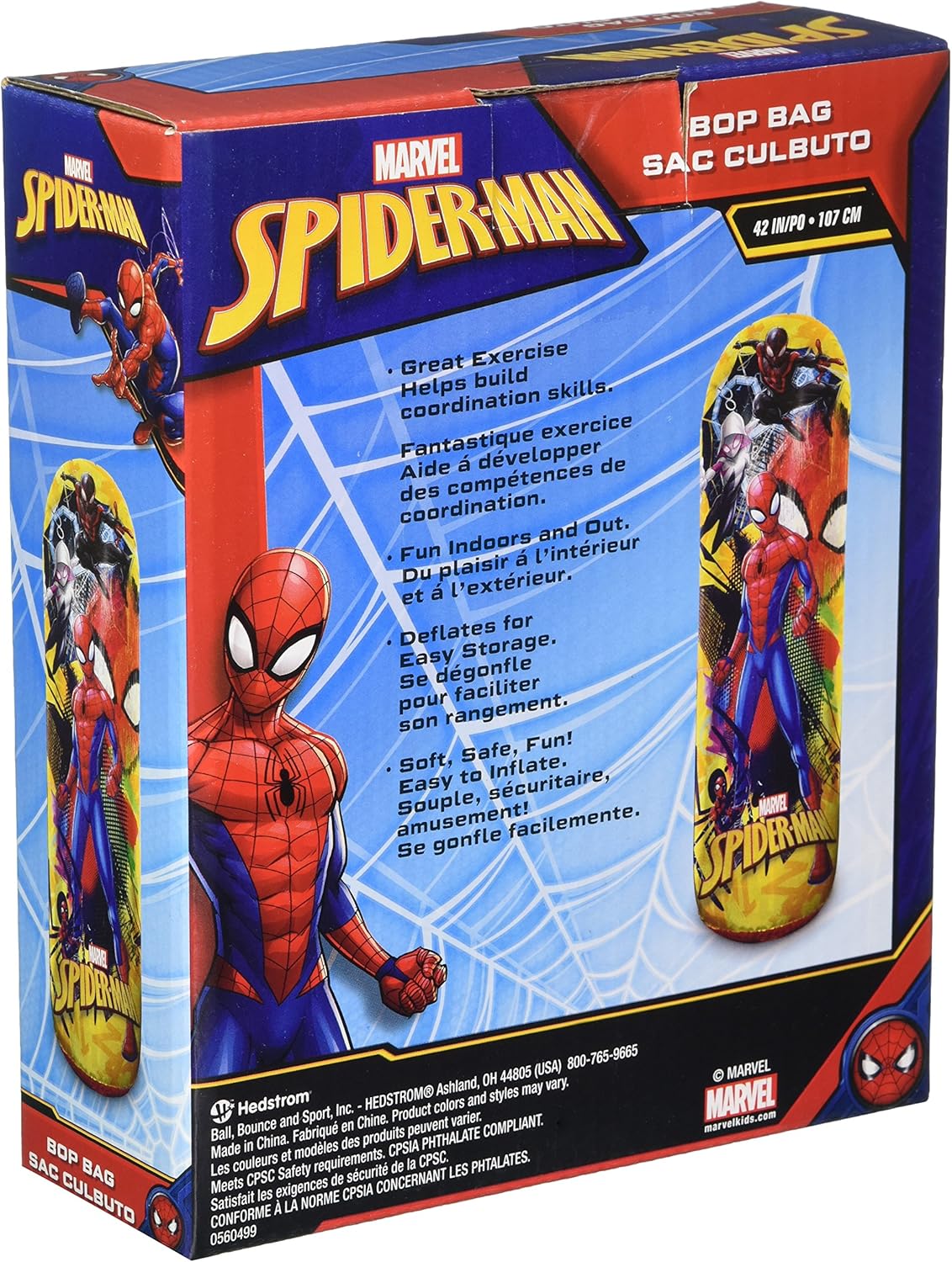 Hedstrom Spider-Man Bop Inflatable Punching Bag, 42", Red: Toys & Games
