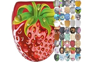 Sanilo ELONGATED, Silent Slow Close, Molded Wood Adjusting Toilet Seat, Strawberry