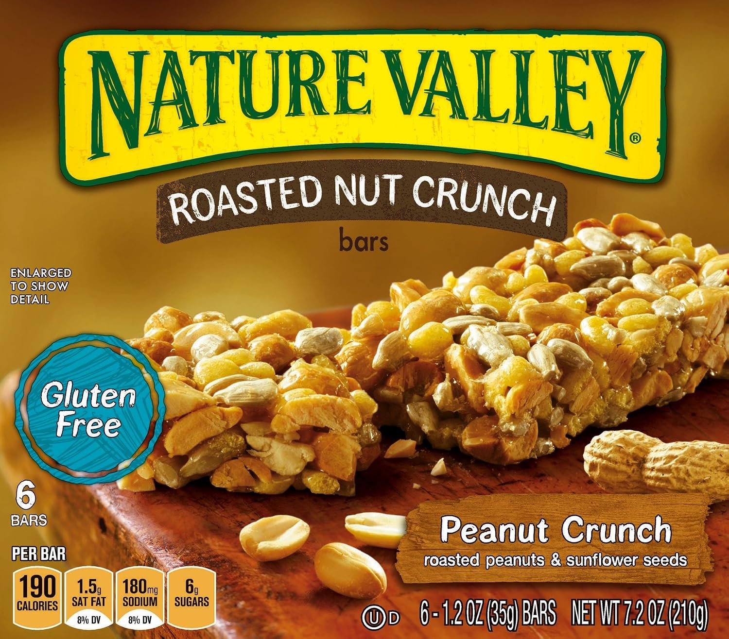 Nature Valley granola bars roasted nut Peanut crunch peanuts, sunflower seeds, sugar, corn syrup, salt, almond flour. (016000146242)