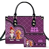 Personalized Pet Leather Bag, Dog Mom Handbag, Cat Purse with Name, Gifts for Girls Women Grandma Pet Lovers (PET-DS03)