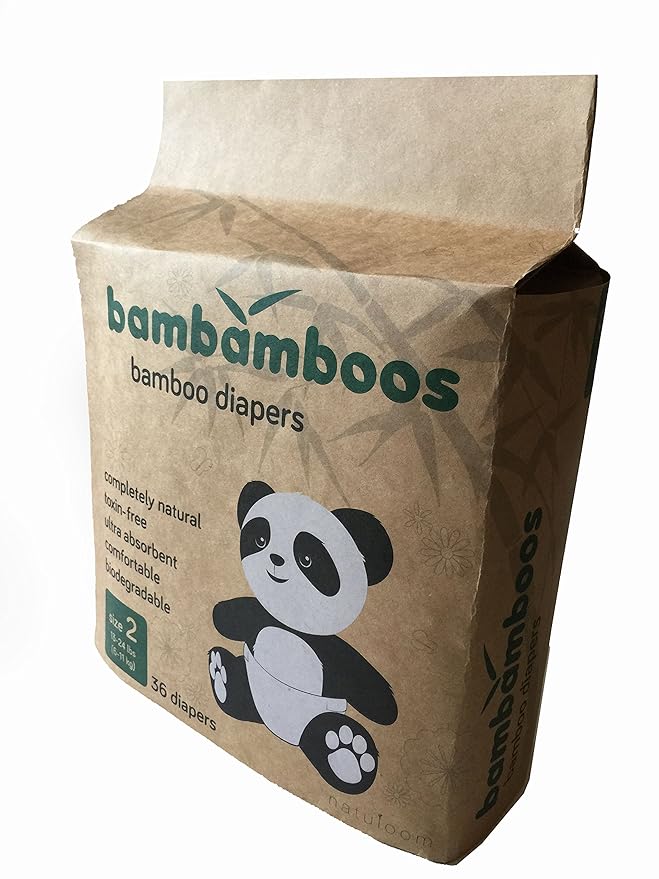 Bambamboos Premium Bamboo Baby Diapers Size 2 (1524lbs