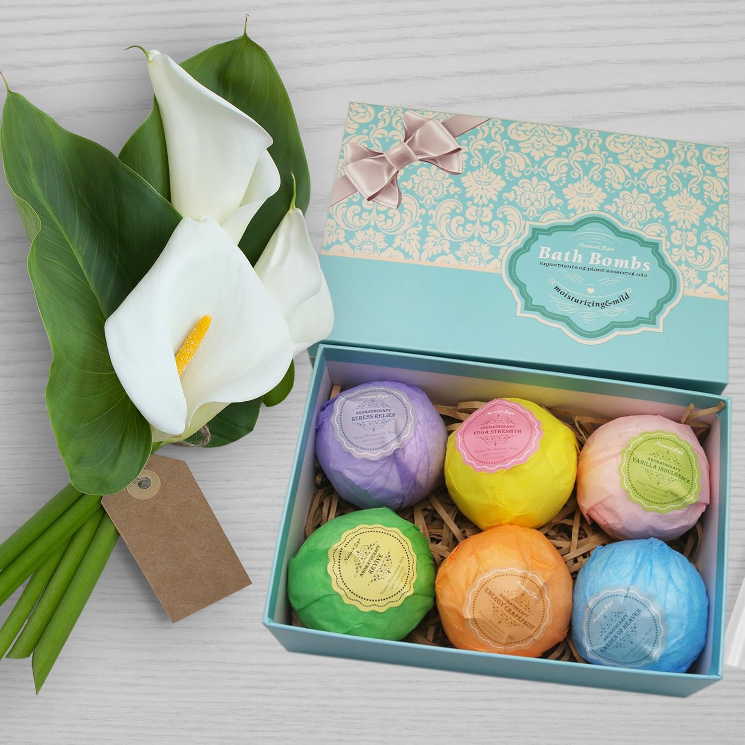 Bath Bombs Ultra Lux Gift Set - 6 XXL Fizzies with Natural Dead Sea Salt Cocoa and Shea Essential Oils - Best Gift Idea for Birthday, Mom, Girl, Him, Kids - Add to Bath Basket: Health & Personal Care
