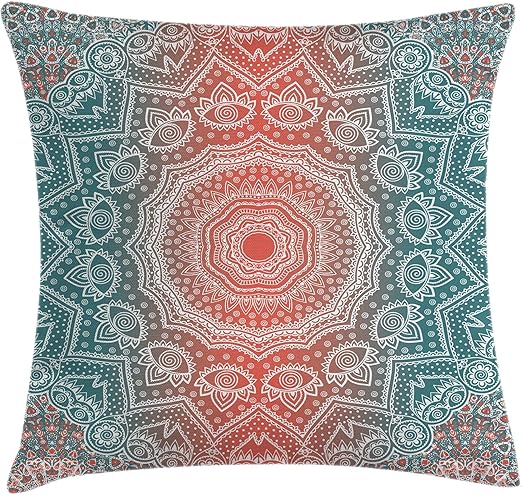 Amazon Com Ambesonne Coral And Teal Throw Pillow Cushion Cover