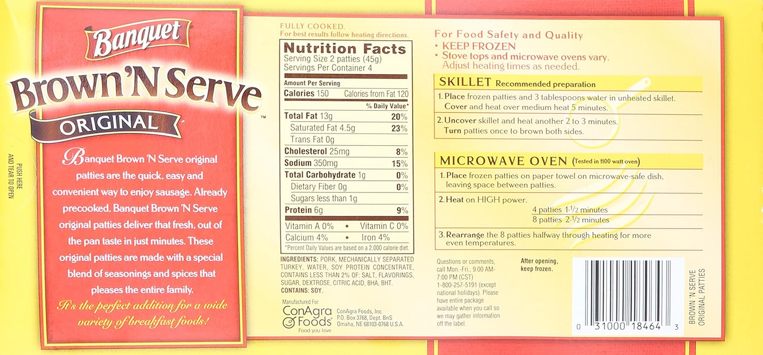 Brown N Serve Sausage Nutrition Facts Runners High Nutrition