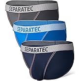 Separatec Men's Bikini Briefs Dual Pouch Bulge Enhancing Soft Support Breathable Mens String Bikini Briefs Tagless 3 Pack
