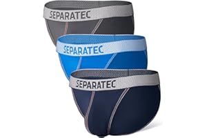 Separatec Men's Bikini Briefs Dual Pouch Bulge Enhancing Soft Support Breathable Mens String Bikini Briefs Tagless 3 Pack