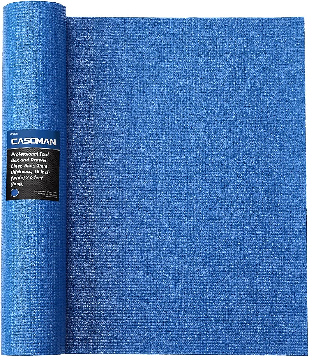 CASOMAN Non-Slip Tool Box Liner Drawer Mat - Thick Foam Rubber Cabinet Roll -