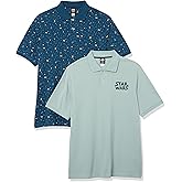 Amazon Essentials Disney | Marvel | Star Wars Men's Regular-Fit Cotton Pique Polo Shirt, Pack of 2
