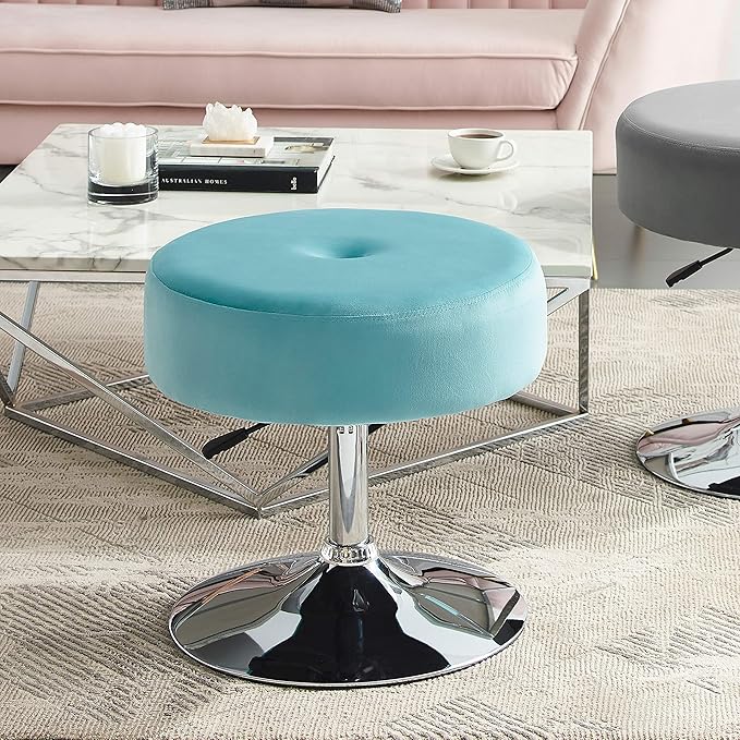 Art Leon Vanity Stool Large, Modern Round Velvet