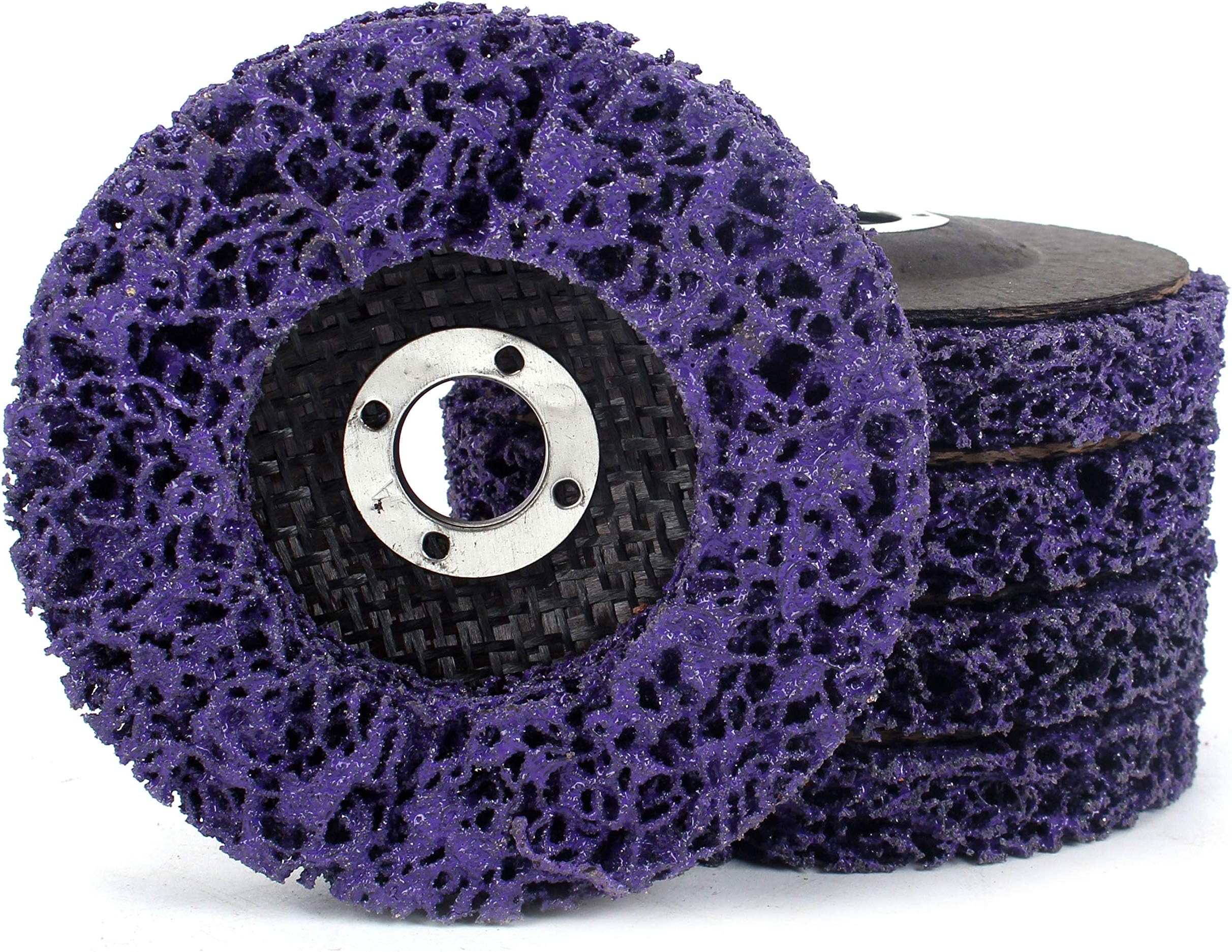 Baisiky 5 Pack Strip Discs Stripping Wheel 4 inch Angle Grinder Attachment for Clean and Remove Paint Coating Rust Welds Oxidation (Purple)