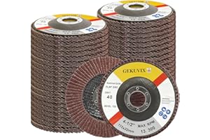 GEKUVIX Flap Discs 4 1/2 for Angle Grinder 40 PCS, 40 60 80 120 Grit Sanding Disc Aluminum Oxide Abrasive Grinding Wheel Type 29