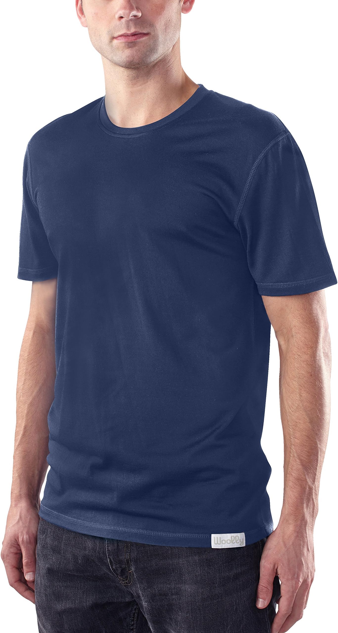 Woolly Clothing Men's Merino Wool Crew Neck Tee Shirt - Ultralight - Wicking Breathable Anti-Odor