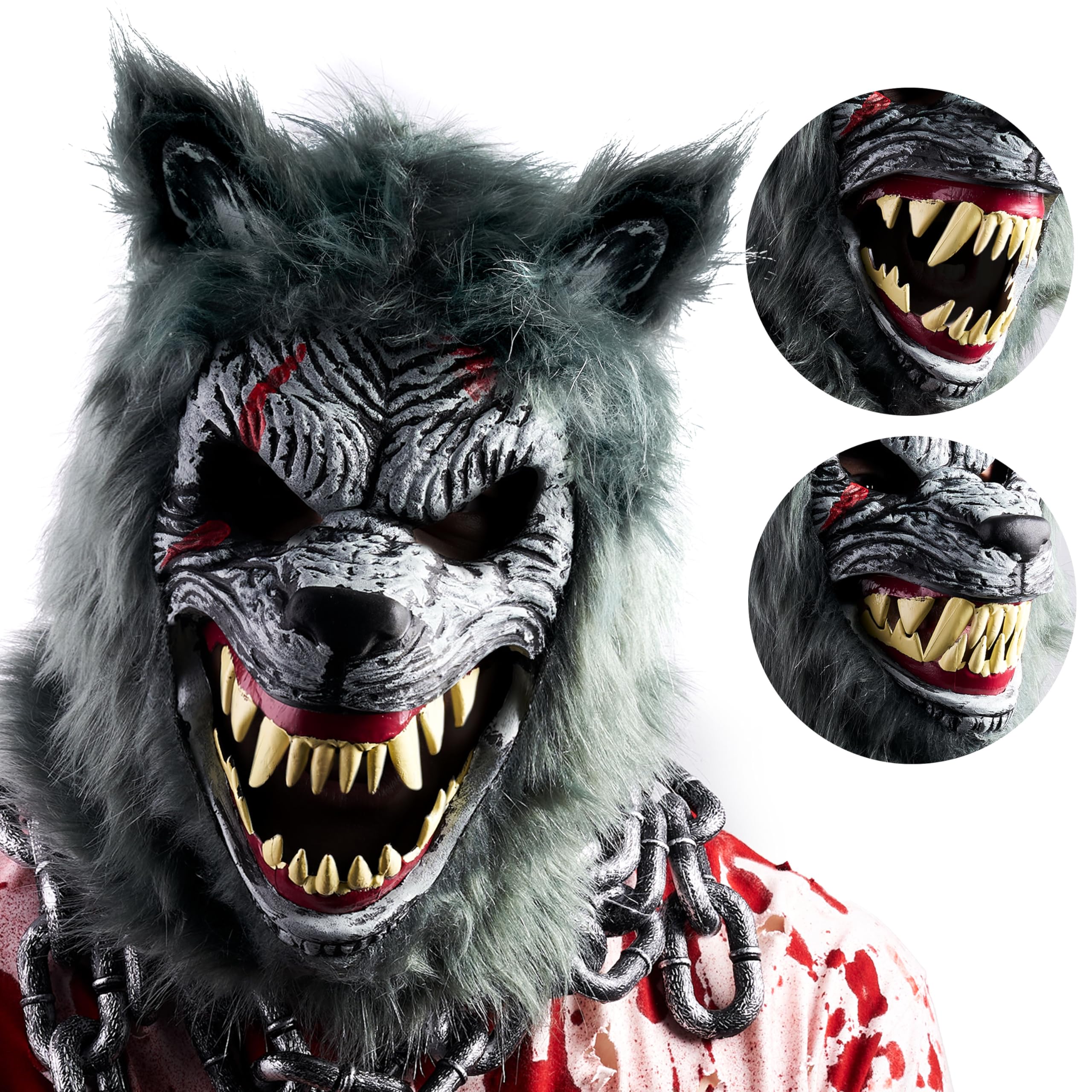Photo 1 of Spooktacular Creations Halloween Wolf Werewolf Mask with Movable Jaw, Werewolf Costume Accessories Scary Mask for Kids Men Women Halloween Horror Cosplay Costume, Masquerade Party Dress Up Prop