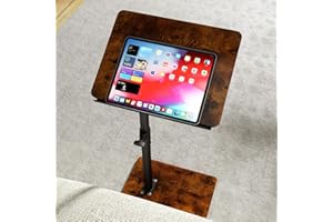 YUHFERA Sofa Armrest Tray Table for Couch - 360° Swivel Height Adjustable End for Small Spaces, Snack Side Table for Bed or Chair with Phone & Tablet Slot (Rich,Angle Adjustable)