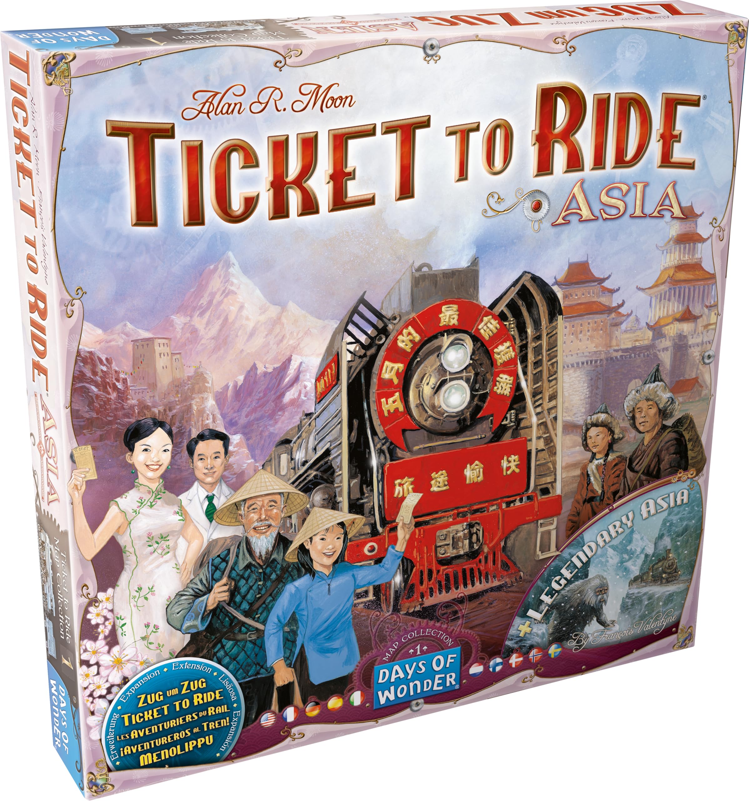 Days of Wonder Ticket to Ride Asia Board Game Expansion Ages 8 Plus For 2 to 6 players Average Playtime 30-60 Minutes, Multicolour