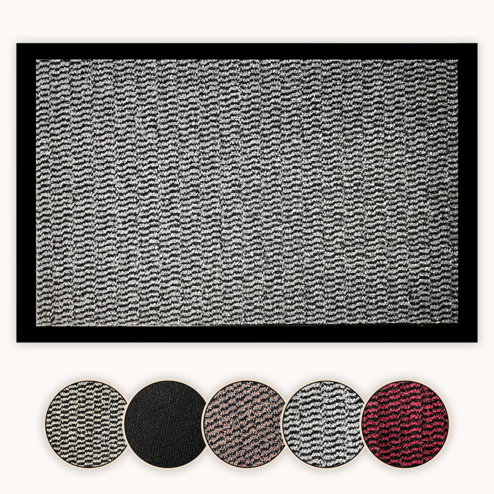 Bear & Panda - Dirt Trapper Door Mat - Indoor/Outdoor non-slip Washable Barrier Door Mat, Heavy Duty Entrance Rug Shoes Scraper, Super Absorbent Front Doormat Carpet (Grey, 50 x 80 cm)