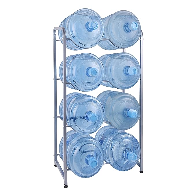 Ationgle 5 Gallon Water Cooler Jug Rack for 8 Bottles, 4Tier