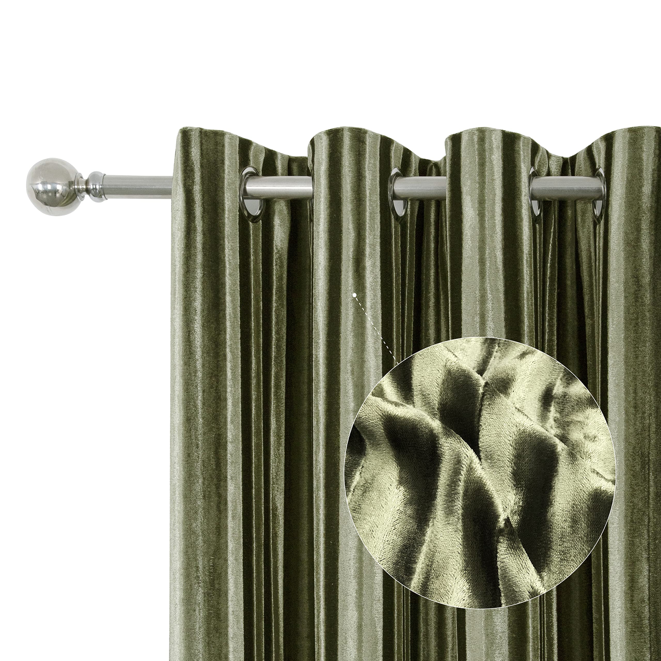 always4u 100% Blackout Curtains For Bedroom Luxury 2 Panels Thermal Insulated Velvet Eyelet Curtain Olive Green A Pair 66 * 72 — image 1