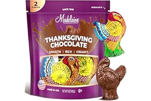 THE MADELAINE CHOCOLATE COMPANY Madelaine Milk Chocolate Turkeys Candy – Solid Foil-Wrapped Thanksgiving Chocolate Treats – Individually Wrapped Turkey Candy – Kosher & Made in USA – 2.5 oz Each – Pack of 2 (Total 5 oz)