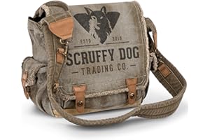 SCRUFFY DOG Vintage Messenger Bag for Men & Women - 13" Canvas Satchel 7 Pockets, Tablet & Laptop Storage, Adjustable Crossbody Shoulder Strap for Travel or Everyday Use