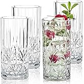 Bravario Unbreakable Plastic Drinking Water Tumblers, Dishwasher Safe 100% Tritan Glasses, BPA-Free Shatterproof Outdoor Highball Drinkware, 18 oz, Set of 4