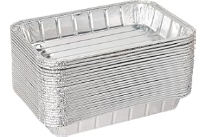 DCS DEALS Pack of 25 Disposable Aluminum Foil Toaster Oven Pans - Mini Broiler Pans | BPA Free | Perfect for Small Cakes or Personal Quiche | Standard Size - 8 1/2" x 6"