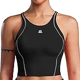FlareMove Workout Tank Tops with Built in Bras Longline Sports Bra with Removable Pads Gym Sports Bra for Women XS-XXL