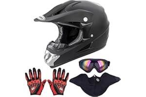 OUMURS Adult Motocross Dirt Bike Helmet with Goggle, Gloves & Mask Dirt Bike ATV Helmet for Unisex-Adult Men Women Adjustable Sun Visor DOT/FMVSS-218 Off-Road Motorcycle Helmet UTV Helmet Downhill