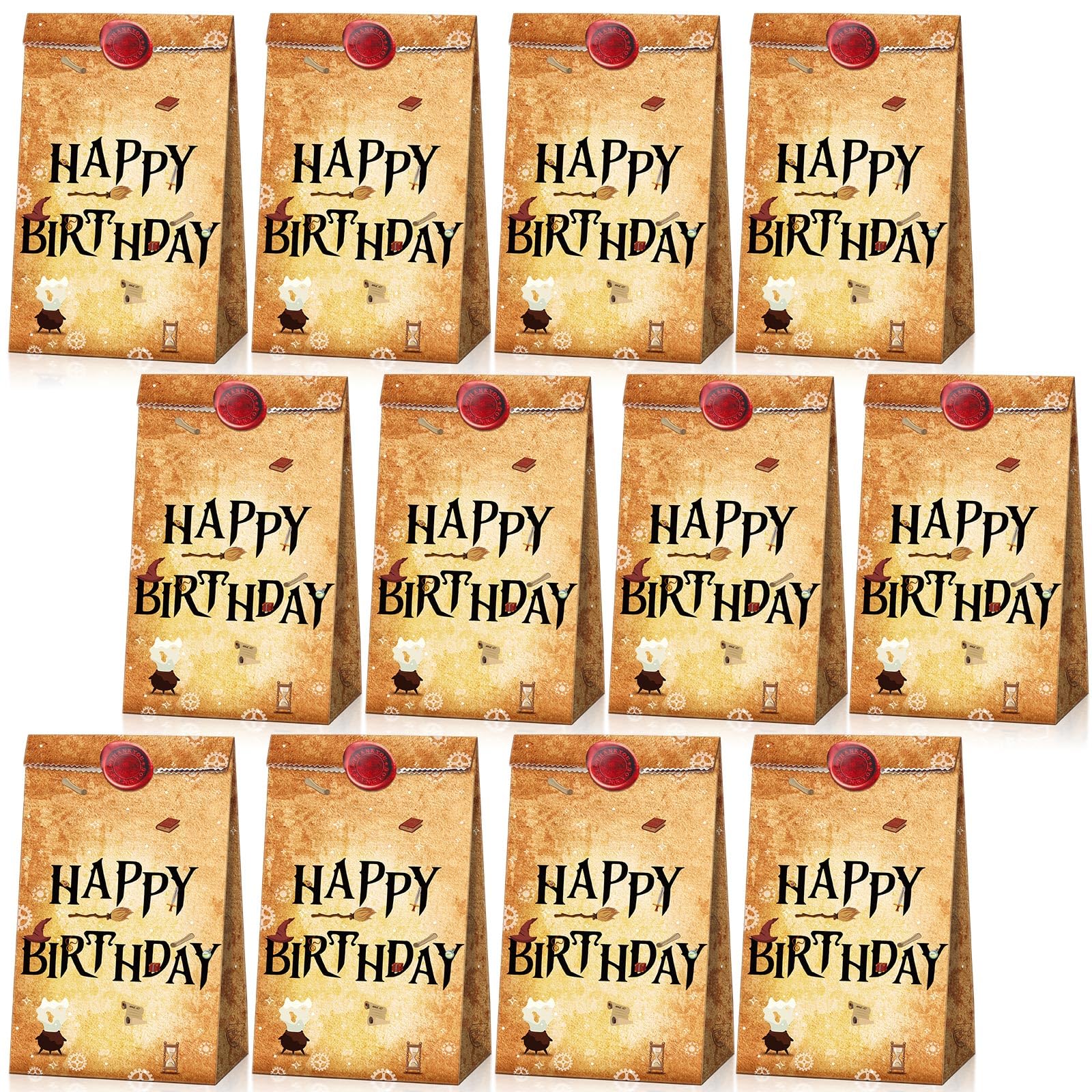 Photo 1 of Containlol 28 Pcs Wizard Party Favor Bags Magical Treat Bags Paper Goodie Candy Bags Magical Wizard Birthday Party Favors for Kids Boy Girl Birthday Decor Gift Supplies
