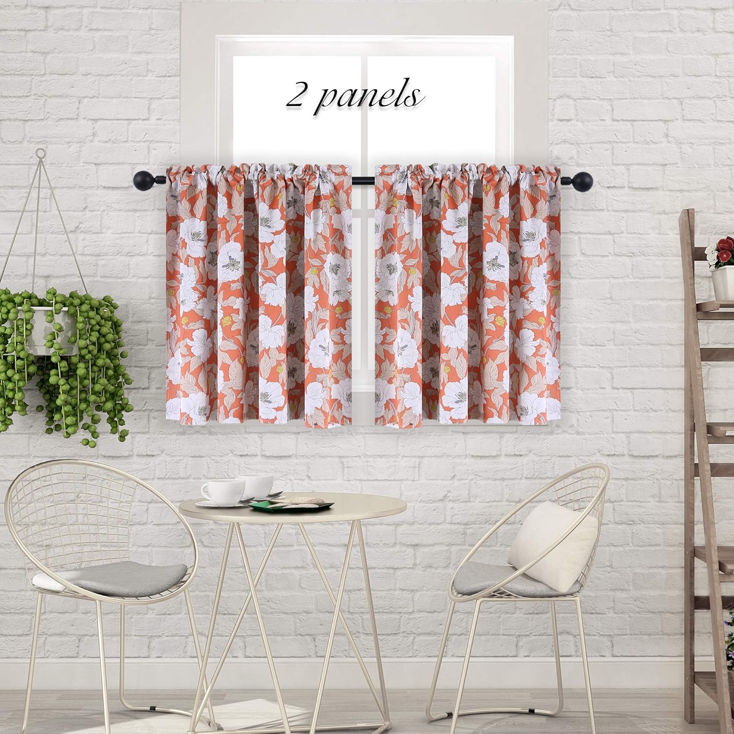 HOLKING 36 Inch Length Bedroom Floral Printed Curtains