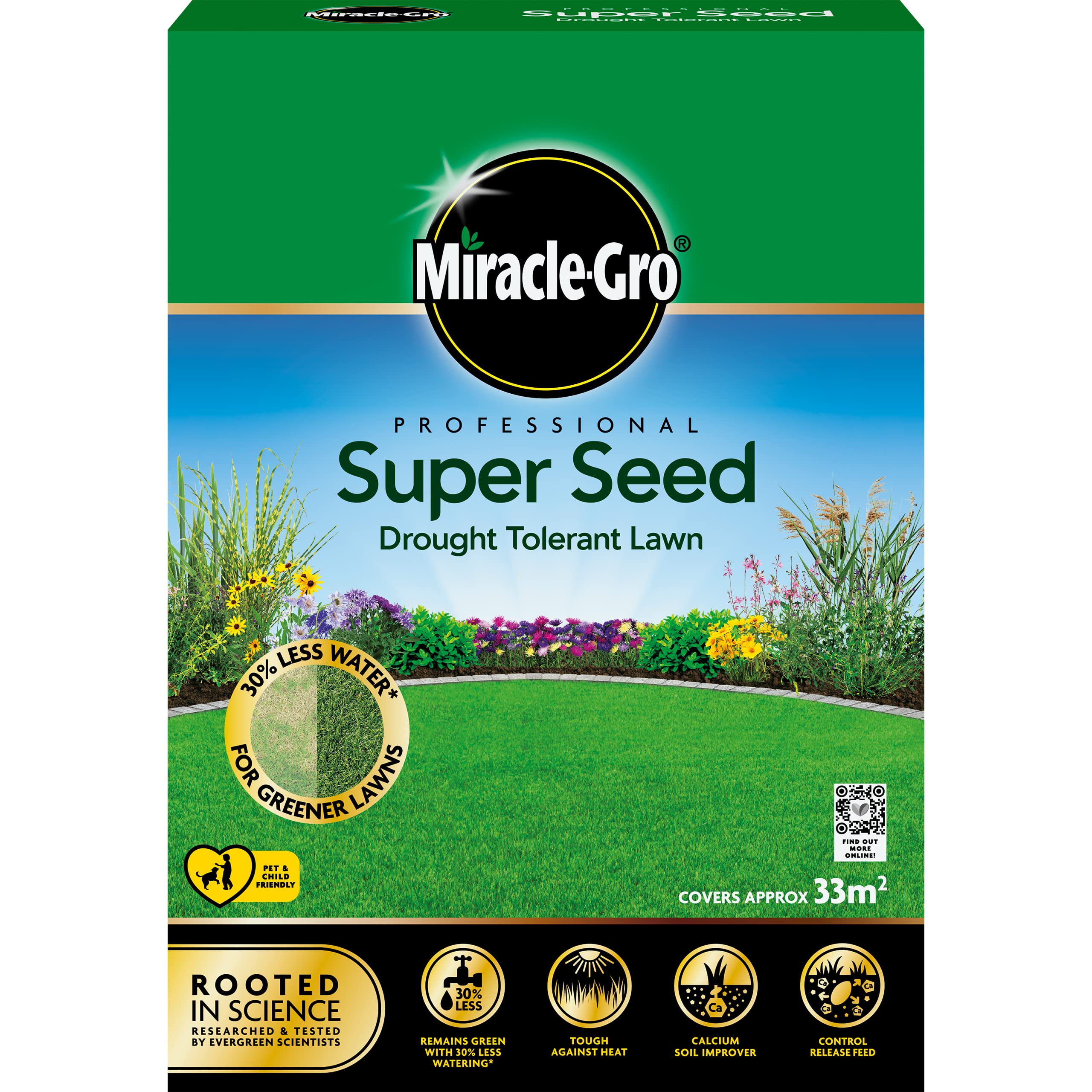 Miracle-Gro Professional Drought Tolerant Lawn Seed, 33 m2