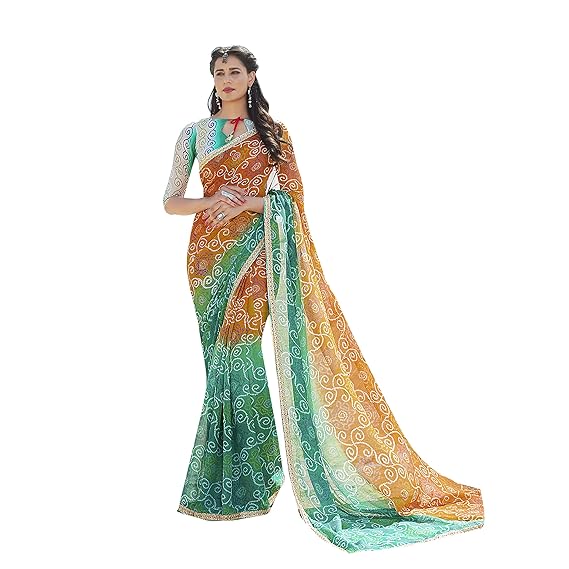 Multicolor Chiffon Bandhej Printed Saree (PNIHARI1005SSSR1_Multicolor)