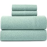 BED INC Road Trip America Jersey Sheets King Set - Cotton (4 Pieces) Deep Pockets T-Shirt Soft Knit Stretchy Jersey Sheets - 1 Flat 1 Fitted 2 Pillowcases (Classic Mint, King)