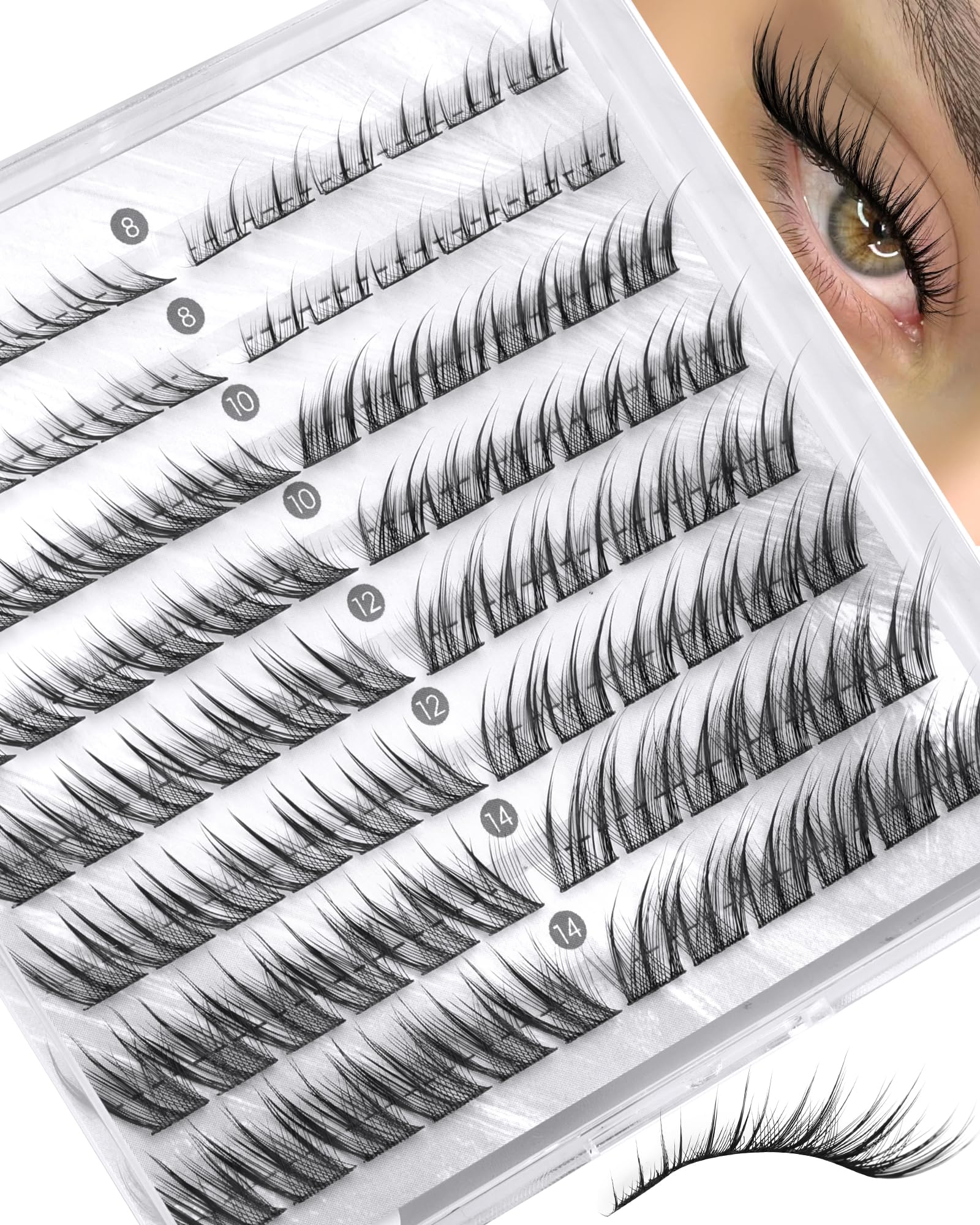 Photo 1 of **A FEW MISSING**Fox Eye Lash Clusters Natural Clusters Eyelash Extensions 8-14MM Short Eyelash Clusters LC-Curly Pre-Mapped Lash Clusters Cat Eye Anime Individual Lashes Spikes Fox Eyes Lash Extension by Zegaine