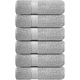 Infinitee Xclusives Gray Hand Towels for Bathroom - Set of 6 (16x28 inches) 600 GSM, 100% Cotton Ultra Soft, Quick Drying, Hotel Quality Hand Towel Set (Charming Grey, Hand Towels)