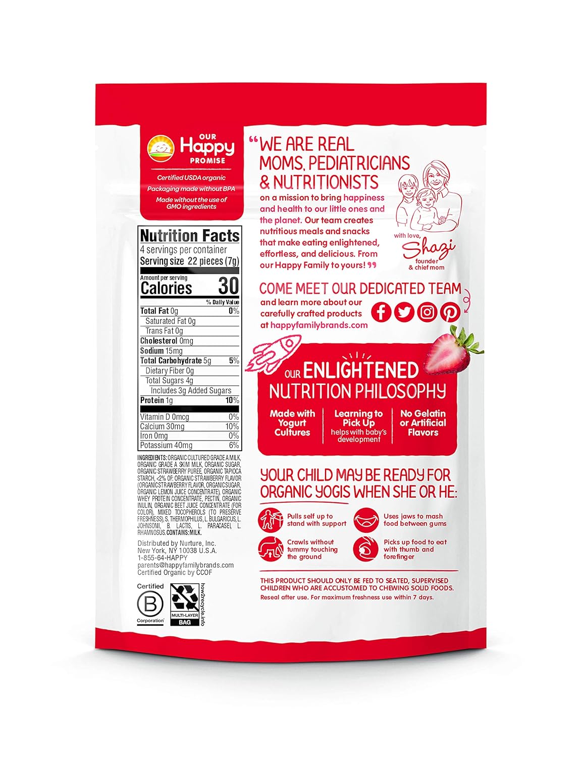 Happy Baby Organic Yogis FreezeDried Yogurt & Fruit Snacks Strawberry