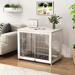 Piskyet Wooden Dog Crate Furniture with Divider