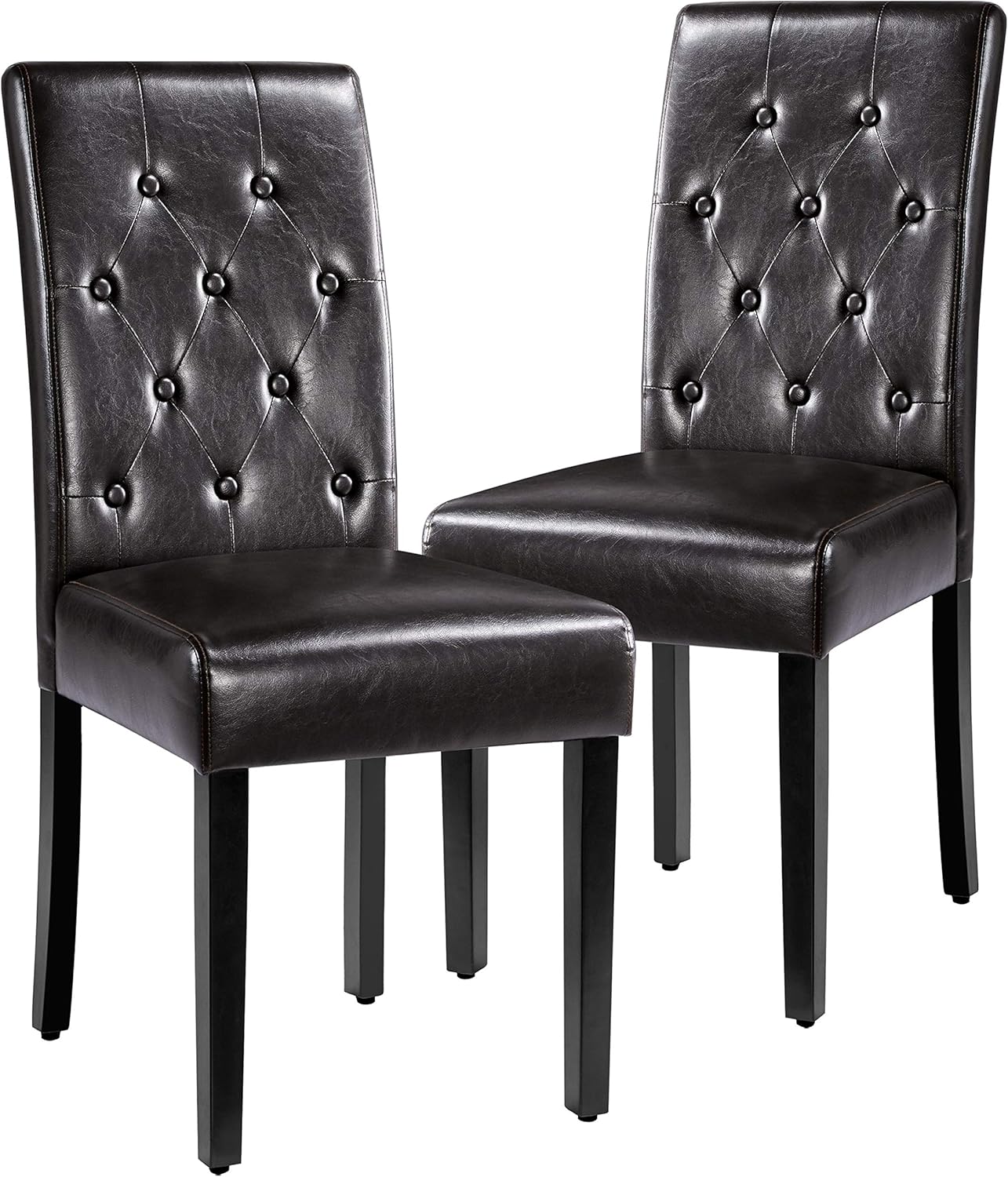 Yaheetech Set of 2 Modern Brown Dining Room Chairs Side Chair PVC