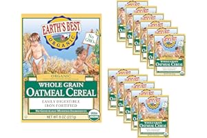 Earth's Best Organic Baby Food, Organic Whole Grain Oatmeal Baby Cereal, Non-GMO, Easily Digestible and Iron Fortified Baby Food, 8 oz Box (Pack of 12)