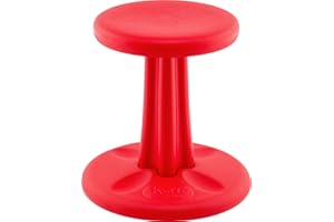 KORE DESIGN LLC KORE Design Wobble Stool Chair, Girls + Boys Kid Desk Stools, Ergonomic Small Office Chairs, Flexible Seating for Active Child, ADD/ADHD, Classroom, School, Home, Kids (14in), Age 6-7 yrs, Red