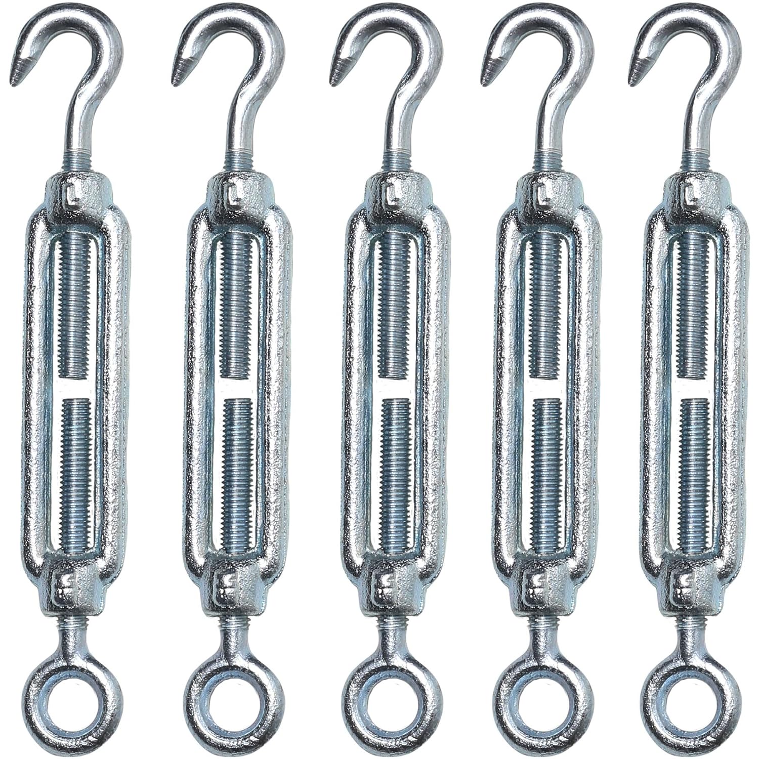 5x Heavy Duty M5 Galvanised Turnbuckles 5mm Twist Rope/Cable/Chain