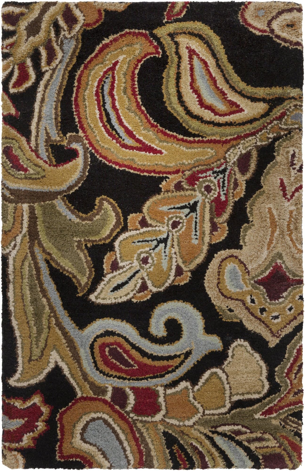 Art of Knot "Anacardium Area Rug, 9' x 13', Black/Camel/Burgundy/Dark Brown/Tan/Khaki/Dark Purple/Charcoal/Olive/Dark Green