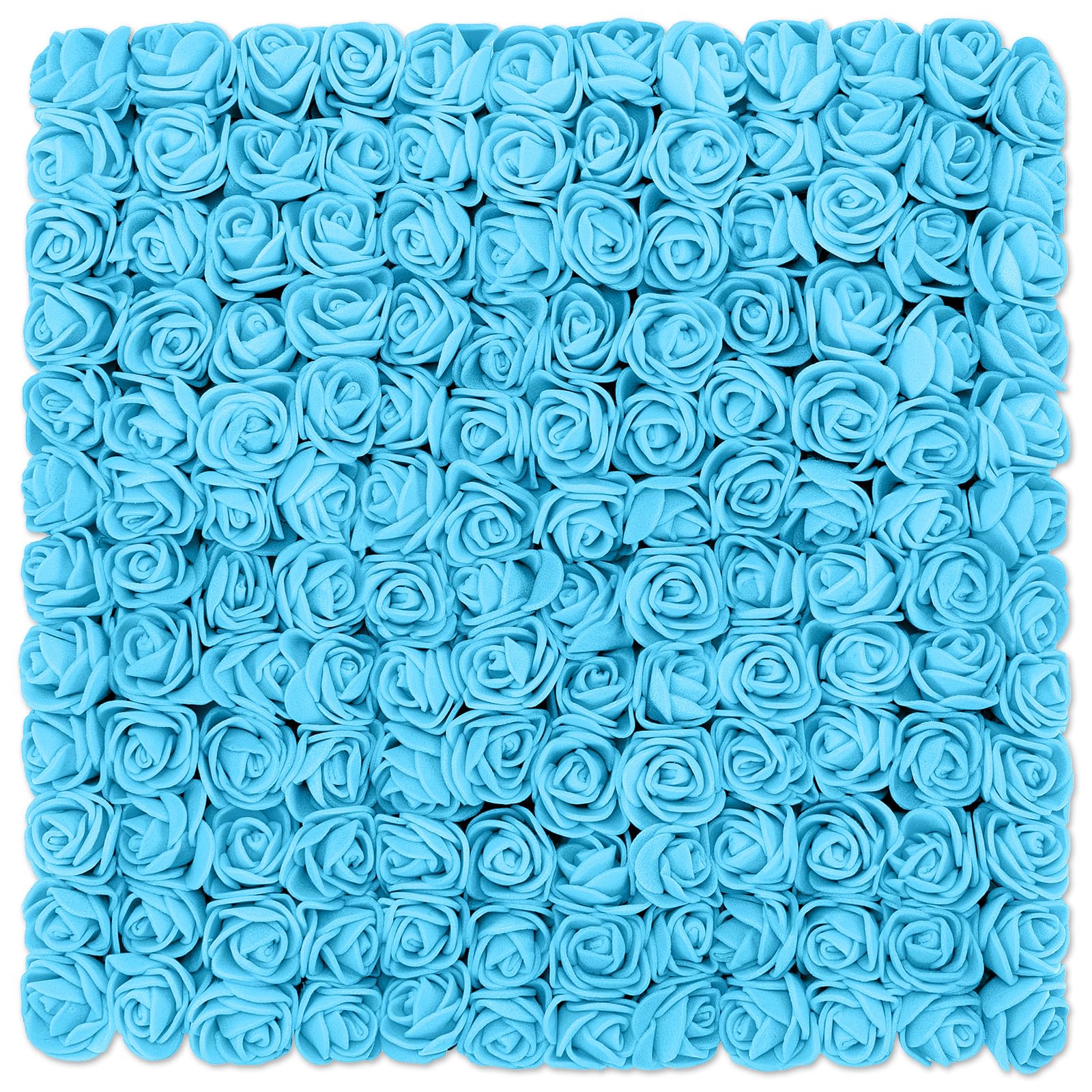 MWOOT Pack of 144 Light Blue Artificial Roses Flower Heads, Mini Foam Roses Artificial Roses for Crafts, Small Fake Roses Flowers for DIY Valentine's Day, Wedding, Party, Festival Decoration, 2.5 cm