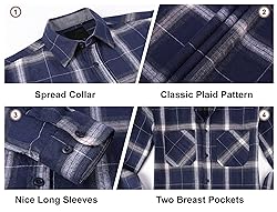 Damipow Flannel Shirt for Men Button Down Long