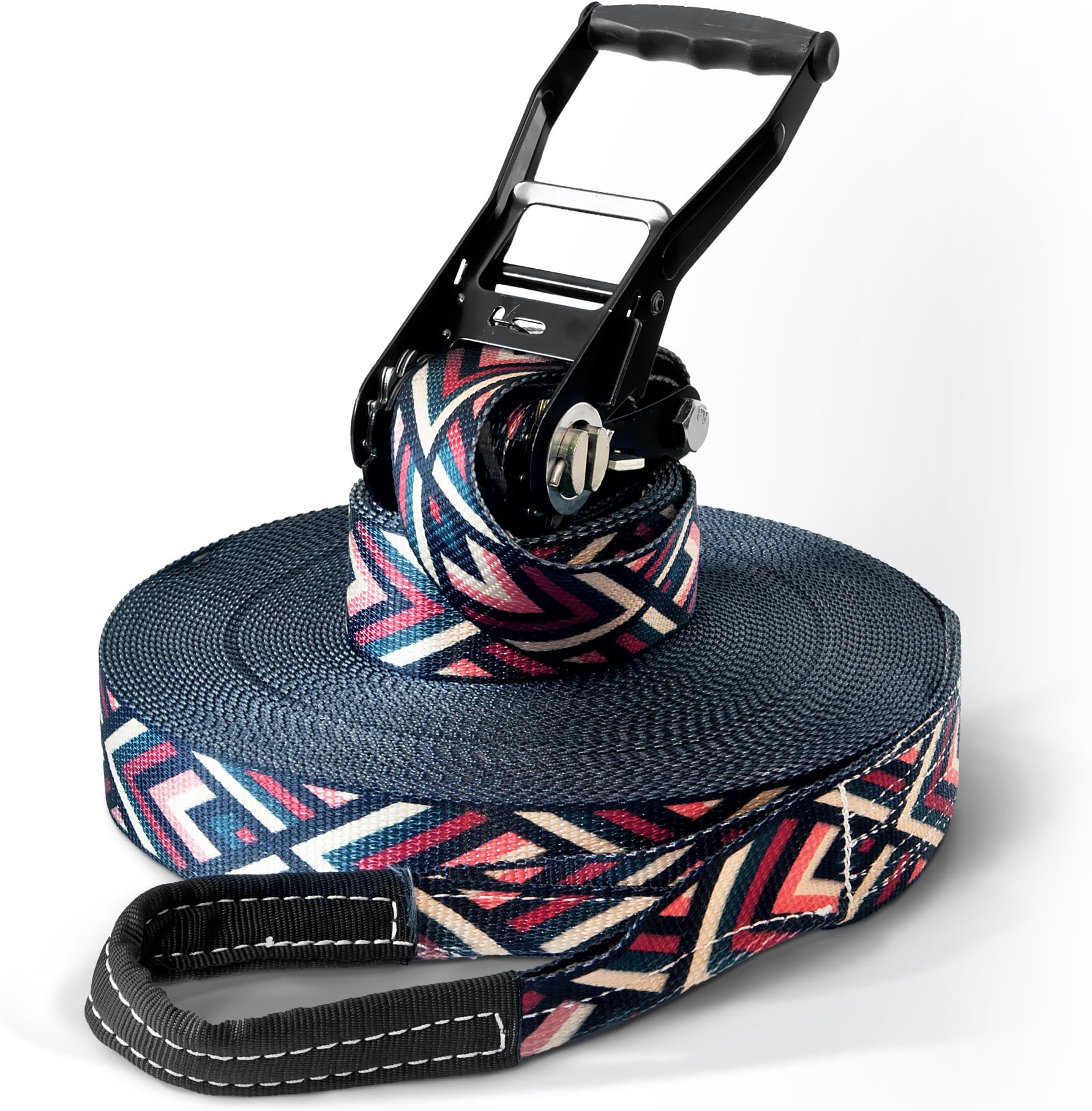 Secoroco 'Slackline Set 15, 25 or 35 Length & 5 cm Width Striving Design Hard Cover Case with Tree and Ratchet & Sport Carry Bag