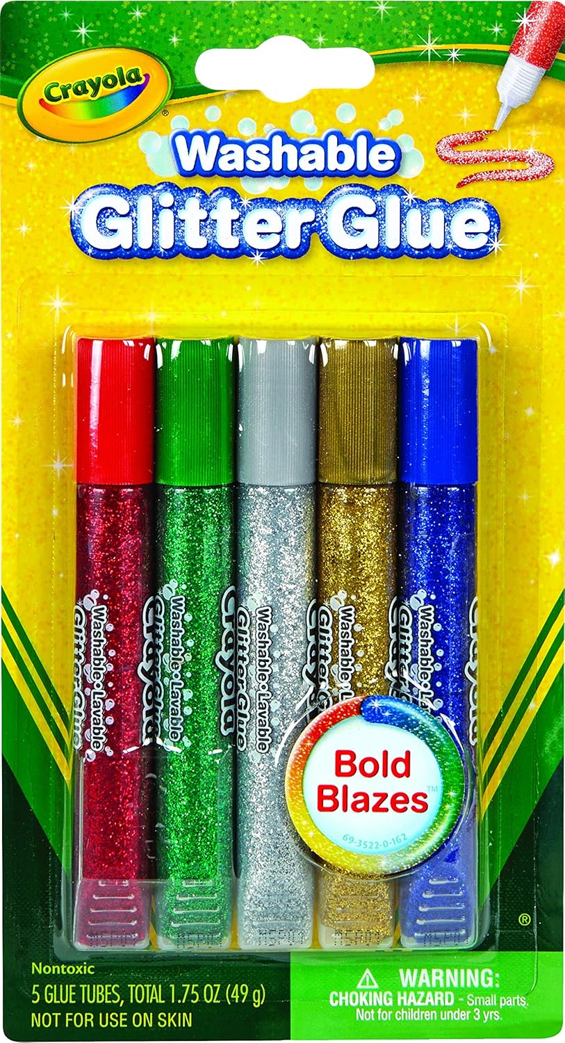 Crayola Washable Glitter Glue, Bold Blazes, Assorted Colors, 5 Count, 1.75 oz: Toys & Games