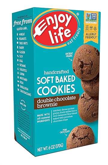 Enjoy Life Soft Baked Cookies, Double Chocolate Brownie [Soy free, Nut free, Gluten free, Dairy free, Non GMO, Vegan]