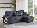 91 INCH Reversible Sectional Sleeper Sofa Couch Bed