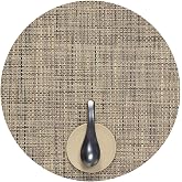 Chilewich Basketweave Placemats, Round Woven Placemats Set of 4 | Reusable, Stain-Resistant, Indoor/Outdoor Tabletop Protection, Bark, 15" Round